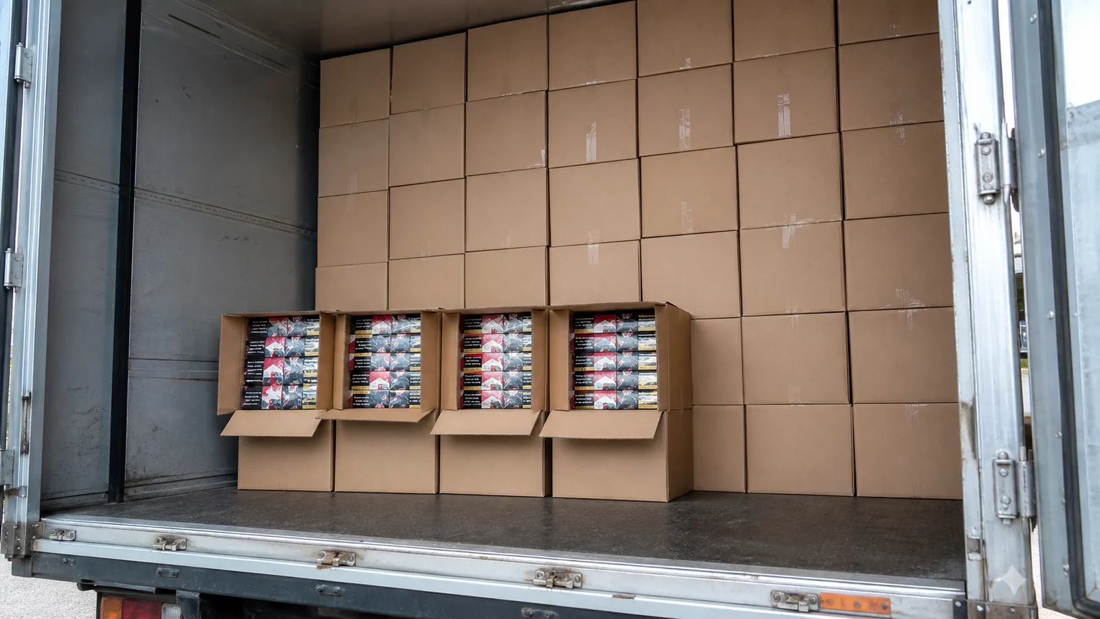1,4 tonne de cigarettes découverte par les douanes d&rsquo;Amiens dans un utilitaire arrêté sur l&rsquo;A28